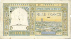1000 Francs MAROCCO  1939 P.16c q.MB