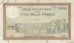 5000 Francs MOROCCO  1945 P.23c F+