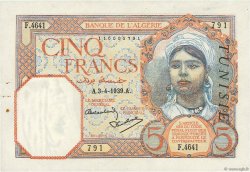 5 Francs TUNISIA  1939 P.08b XF