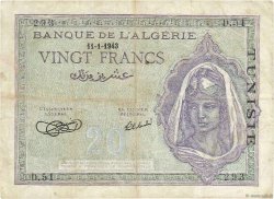 20 Francs TUNISIA  1943 P.17 BB