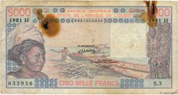 5000 Francs WEST AFRICAN STATES  1981 P.608Hf G