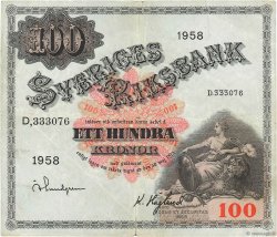 100 Kronor SUÈDE  1958 P.45d VF