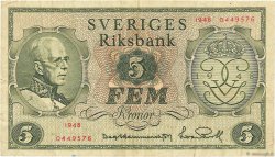 5 Kronor SWEDEN  1948 P.41a VF