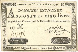 5 Livres FRANCE  1791 Ass.12a XF