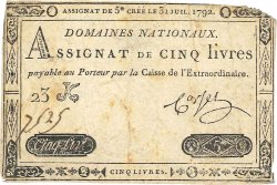 5 Livres FRANCIA  1792 Ass.31a BC
