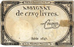 5 Livres FRANCE  1793 Ass.46a TB