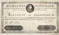 70 Livres FRANCE  1790 Ass.06a VF-