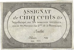 500 Livres FRANCE  1794 Ass.47a F - VF