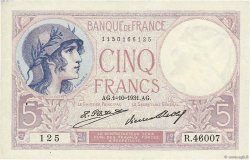 5 Francs FEMME CASQUÉE FRANKREICH  1931 F.03.15 fVZ