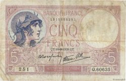 5 Francs FEMME CASQUÉE modifié FRANKREICH  1939 F.04.05 S