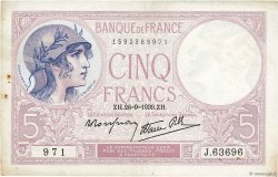 5 Francs FEMME CASQUÉE modifié FRANKREICH  1939 F.04.10 fVZ