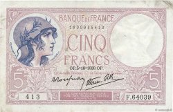 5 Francs FEMME CASQUÉE modifié FRANCE  1939 F.04.11 VF