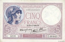 5 Francs FEMME CASQUÉE modifié FRANKREICH  1940 F.04.15 fVZ