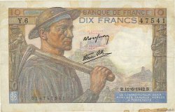 10 Francs MINEUR FRANCIA  1942 F.08.03 MB