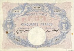 50 Francs BLEU ET ROSE FRANCIA  1927 F.14.40 q.BB
