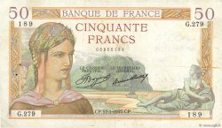 50 Francs CÉRÈS FRANKREICH  1935 F.17.03 fSS