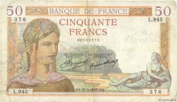50 Francs CÉRÈS FRANKREICH  1935 F.17.06 S