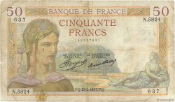 50 Francs CÉRÈS FRANCE  1937 F.17.35 G
