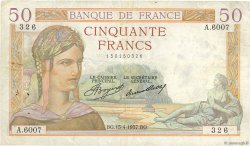 50 Francs CÉRÈS FRANCE  1937 F.17.37 TB+