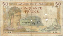 50 Francs CÉRÈS modifié FRANKREICH  1938 F.18.08 GE