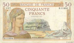 50 Francs CÉRÈS modifié FRANCE  1939 F.18.34 TB
