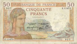50 Francs CÉRÈS modifié FRANCE  1939 F.18.34 TB