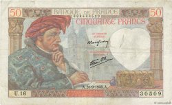 50 Francs JACQUES CŒUR FRANCIA  1940 F.19.03 BC+