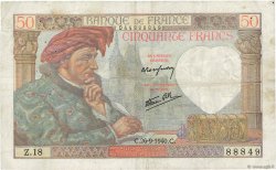 50 Francs JACQUES CŒUR FRANCIA  1940 F.19.03 MBC