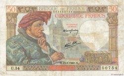 50 Francs JACQUES CŒUR FRANKREICH  1941 F.19.05 fSS