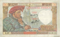 50 Francs JACQUES CŒUR FRANCIA  1941 F.19.05 MBC