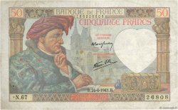 50 Francs JACQUES CŒUR FRANKREICH  1941 F.19.09 S
