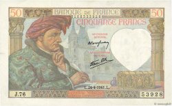 50 Francs JACQUES CŒUR FRANKREICH  1941 F.19.09 fVZ