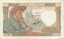 50 Francs JACQUES CŒUR FRANCIA  1941 F.19.17 MBC