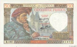 50 Francs JACQUES CŒUR FRANCIA  1942 F.19.18 AU