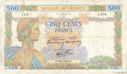 500 Francs LA PAIX FRANKREICH  1940 F.32.03 fSS