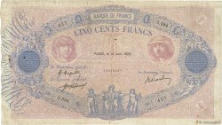 500 Francs BLEU ET ROSE FRANKREICH  1920 F.30.24 SGE