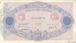 500 Francs BLEU ET ROSE FRANCE  1921 F.30.25 VG