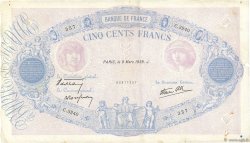 500 Francs BLEU ET ROSE modifié FRANCE  1939 F.31.26 VG