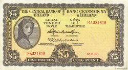 5 Pounds IRELAND REPUBLIC  1968 P.065a