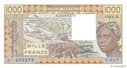 1000 Francs ESTADOS DEL OESTE AFRICANO  1988 P.107Aa FDC