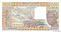 1000 Francs STATI AMERICANI AFRICANI  1990 P.107Aj q.FDC
