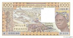 1000 Francs ESTADOS DEL OESTE AFRICANO  1988 P.207Ba SC