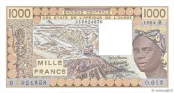1000 Francs WEST AFRICAN STATES  1986 P.207Bf UNC-