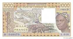 1000 Francs ESTADOS DEL OESTE AFRICANO  1988 P.406Da SC+