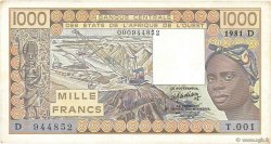 1000 Francs STATI AMERICANI AFRICANI  1981 P.406Db SPL