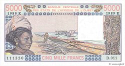 5000 Francs STATI AMERICANI AFRICANI  1989 P.708Ke q.FDC