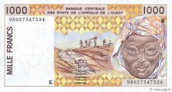 1000 Francs ESTADOS DEL OESTE AFRICANO  1998 P.711Kh FDC