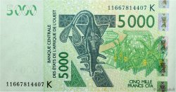 5000 Francs WEST AFRICAN STATES  2011 P.717K- UNC