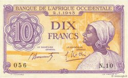 10 Francs FRENCH WEST AFRICA  1943 P.29 AU