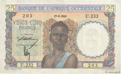 25 Francs FRENCH WEST AFRICA  1943 P.38 VZ